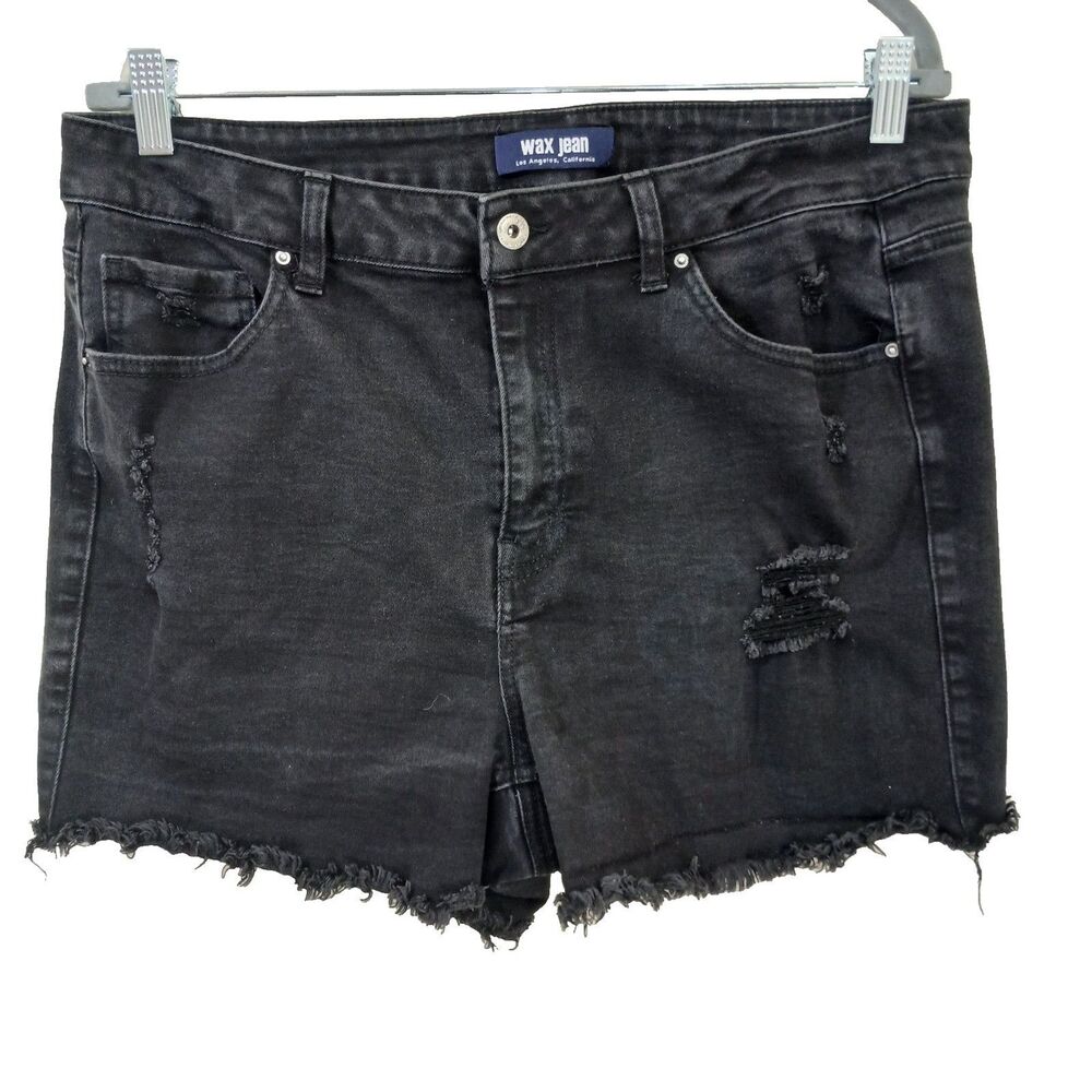 Wax Jean High-Rise Distressed Black Shorts Size 3XL Plus Size